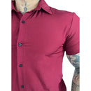 Camisa Social Lisa Masculina Manga Curta