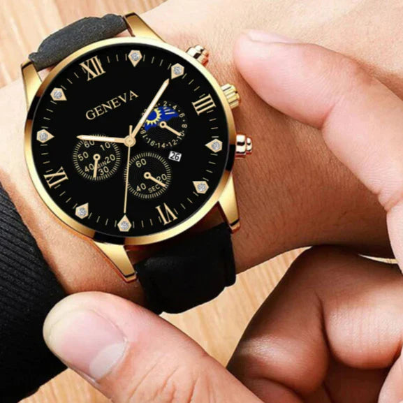 Relógio Masculino Social Esportivo Luxo Geneva + Pulseira