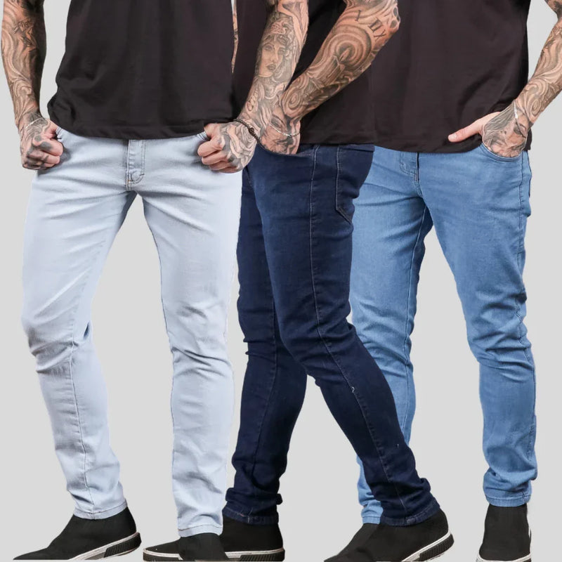 Kit 3 Calças Jeans Masculina Skinny Lycra
