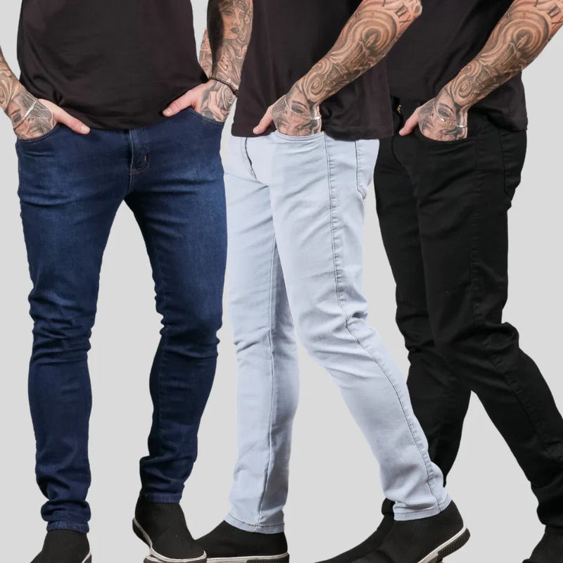 Kit 3 Calças Jeans Masculina Skinny Lycra