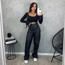 Calça Wide Leg Feminina de Cintura Alta