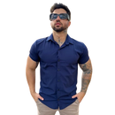 Camisa Social Lisa Masculina Manga Curta